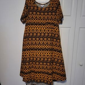 LuLaRoe Black and Orange Patterned Midi Dress